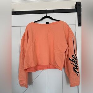 Nike Women's Peach Sweatshirt with Black Logo